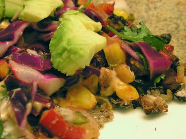 Vegetarian tacos with chipotle sour cream